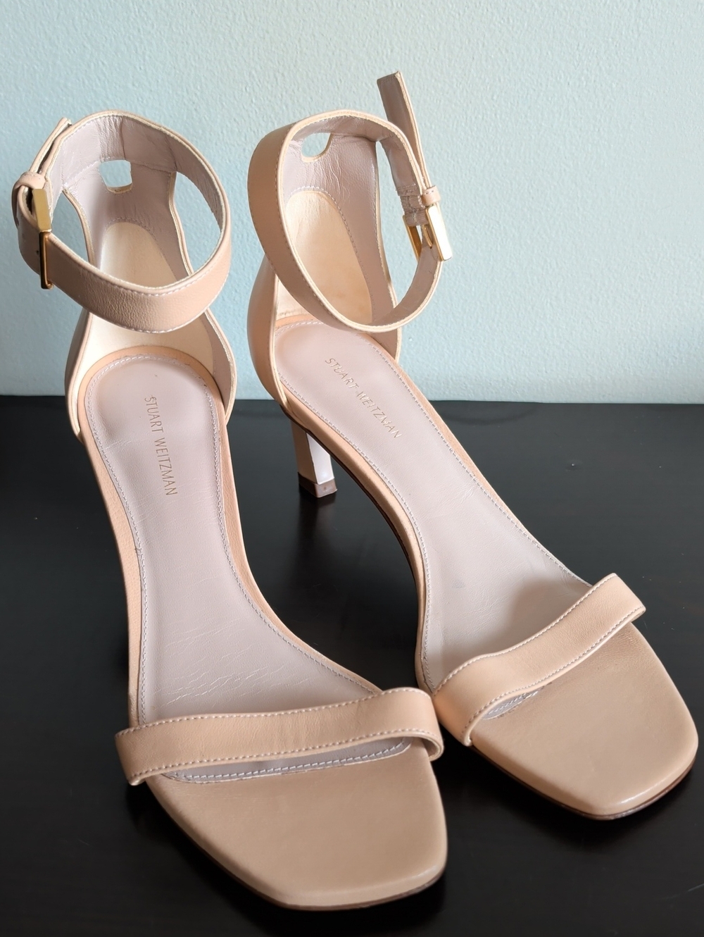 Stuart Weitzman Beige Nude Ankle-Strap Heels